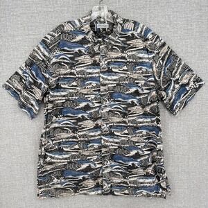 Vintage AFTCO Blue Water Wear Hawaiian Shirt Mens‎ XXL Whale Skeleton Cotton